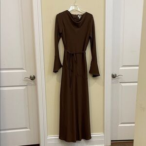 Chic Long Sleeve Brown Dress